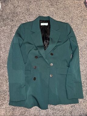MANGO Green Double-Breasted Blazer